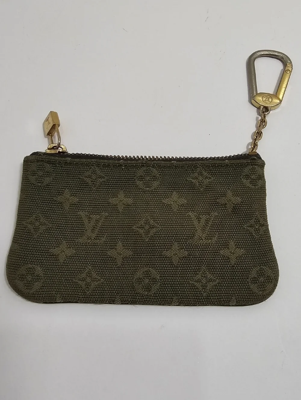 Authentic Louis Vuitton Monogram Mini Lin Pochette Cles Key Pouch Khaki Olive - Picture 2 of 7